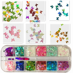 Butterfly Glitter - Set of 12 colors glitter for nails art design