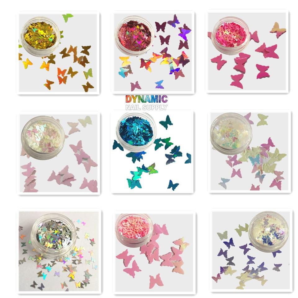 Butterfly Glitter - Set of 12 colors glitter for nails art design