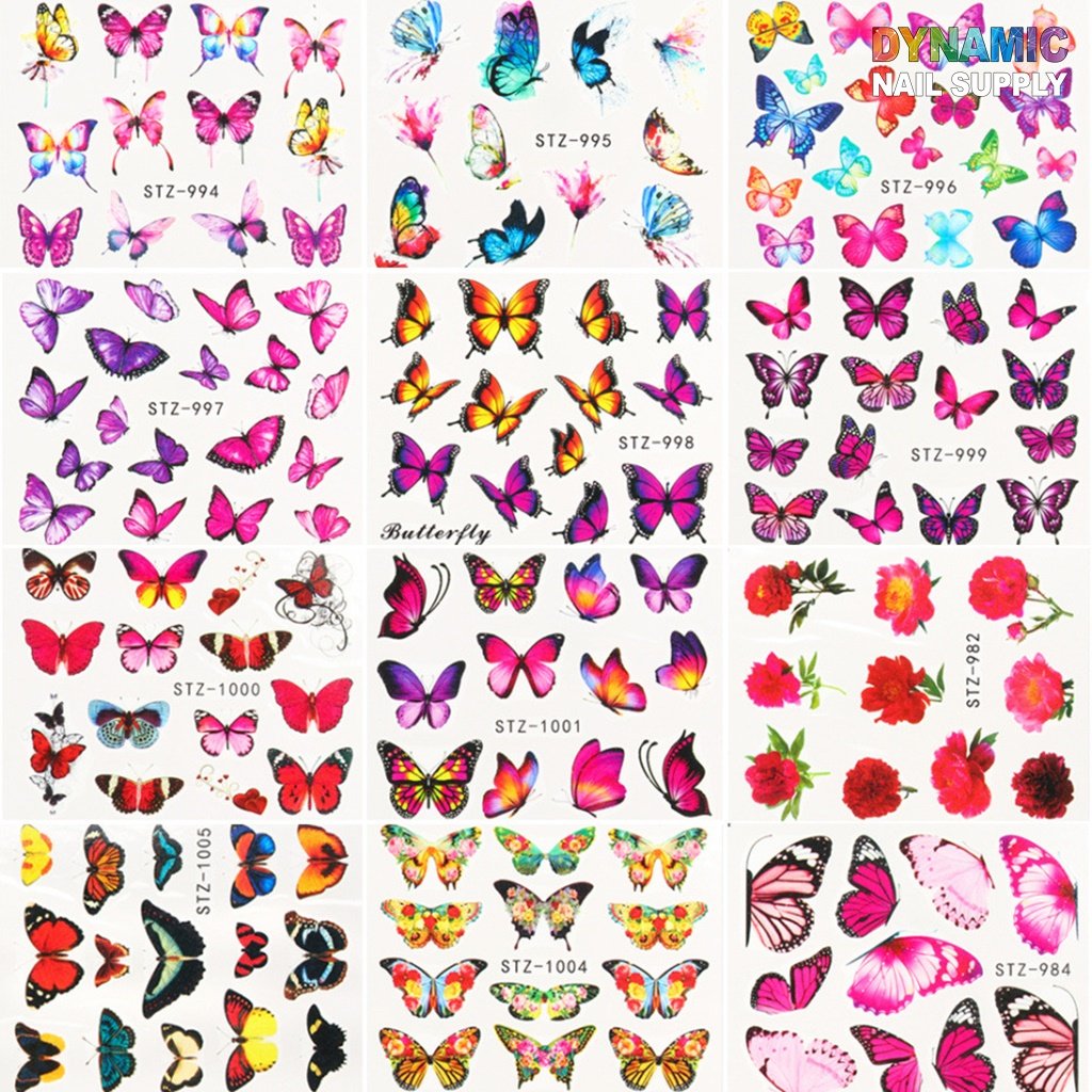 24 sheets / 1 pack of Butterfly Water Decals - 3D Nail Art Decoration Decals for Designer