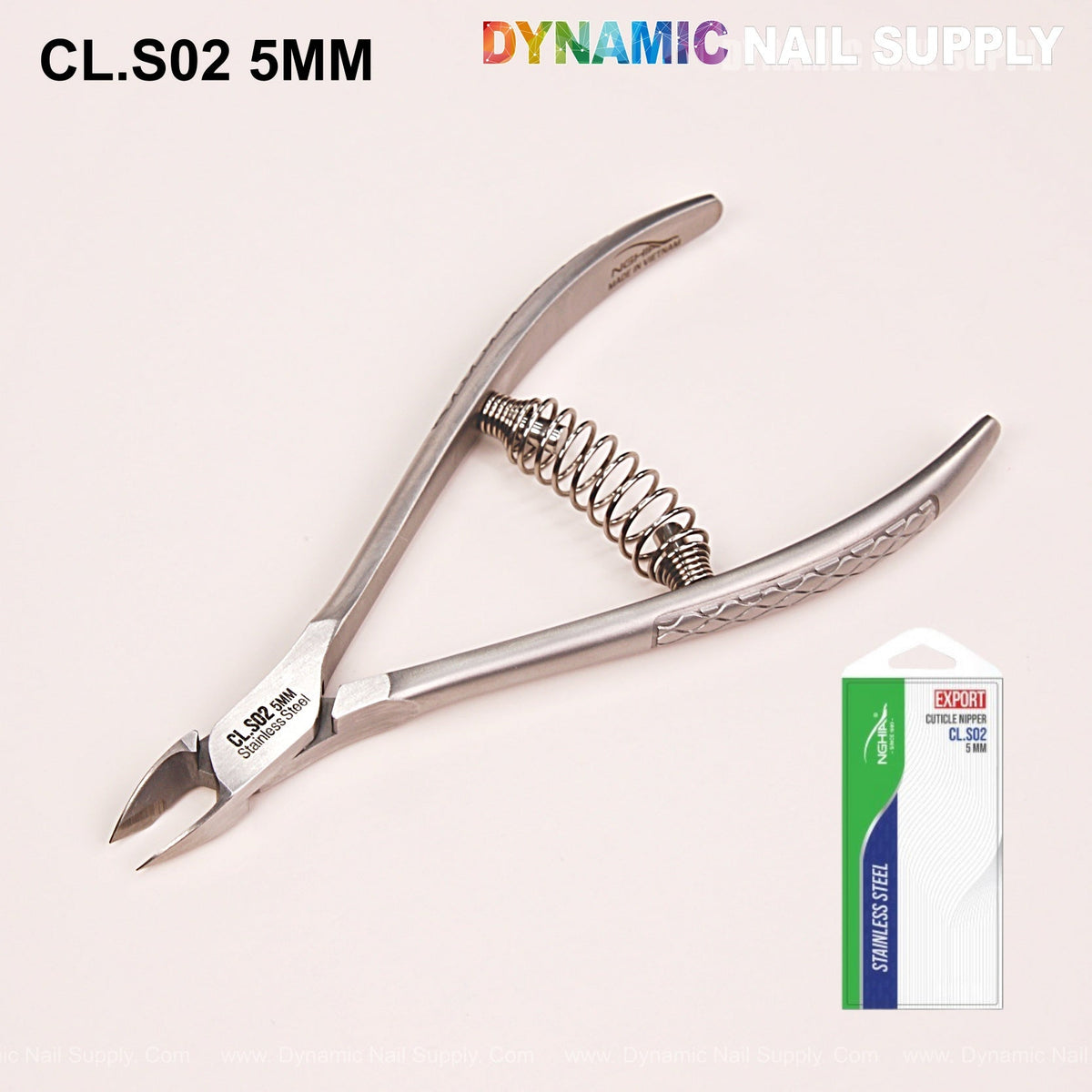 CL.S02 5MM - Professional Cuticle Nippers Spiral Springs Stainless Steel