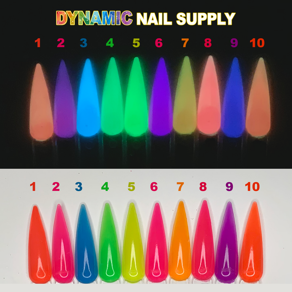 Colored GLOW IN THE DARK Acrylic & Dipping Powder For Nails