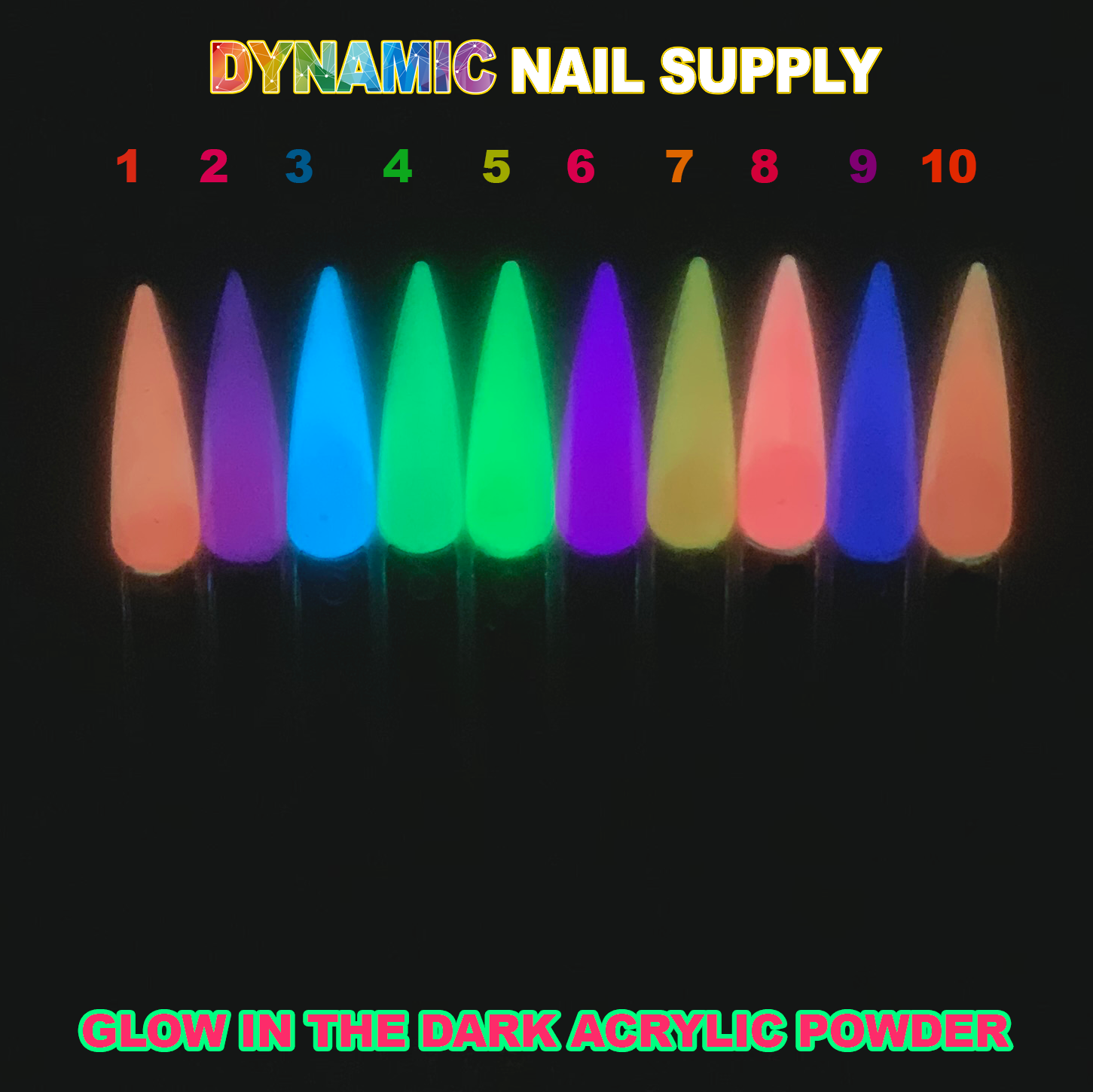 Colored GLOW IN THE DARK Acrylic & Dipping Powder For Nails