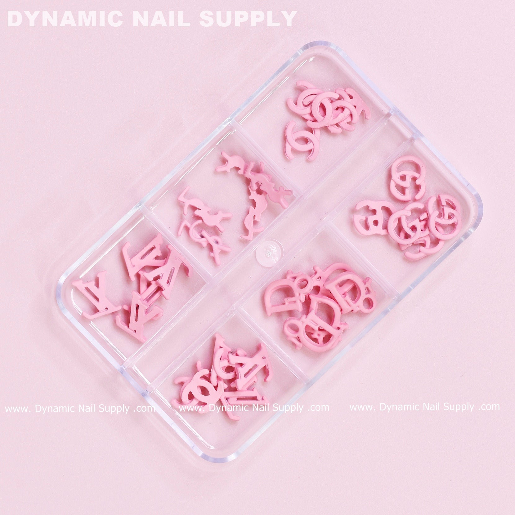 30 pcs Pink Multi-shapes Resin Brand Name Charms for Nails Art Design