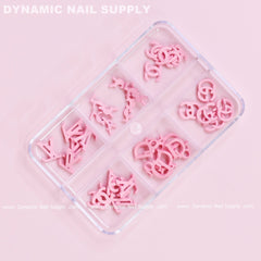 30 pcs Pink Multi-shapes Resin Brand Name Charms for Nails Art Design