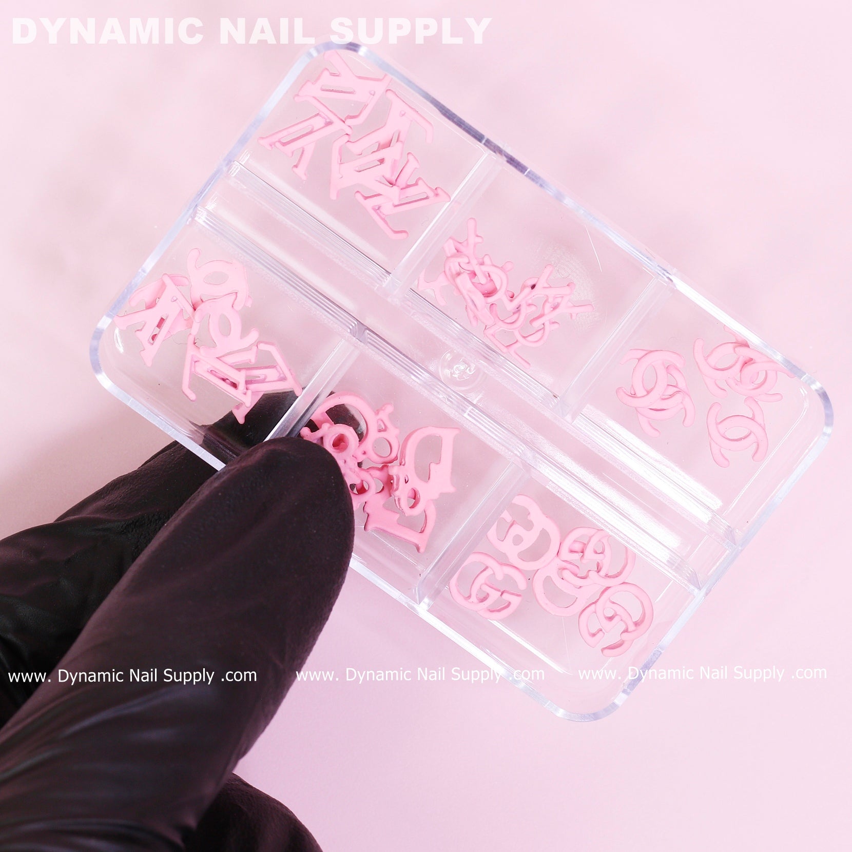 30 pcs Pink Multi-shapes Resin Brand Name Charms for Nails Art Design