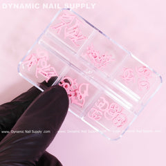 30 pcs Pink Multi-shapes Resin Brand Name Charms for Nails Art Design