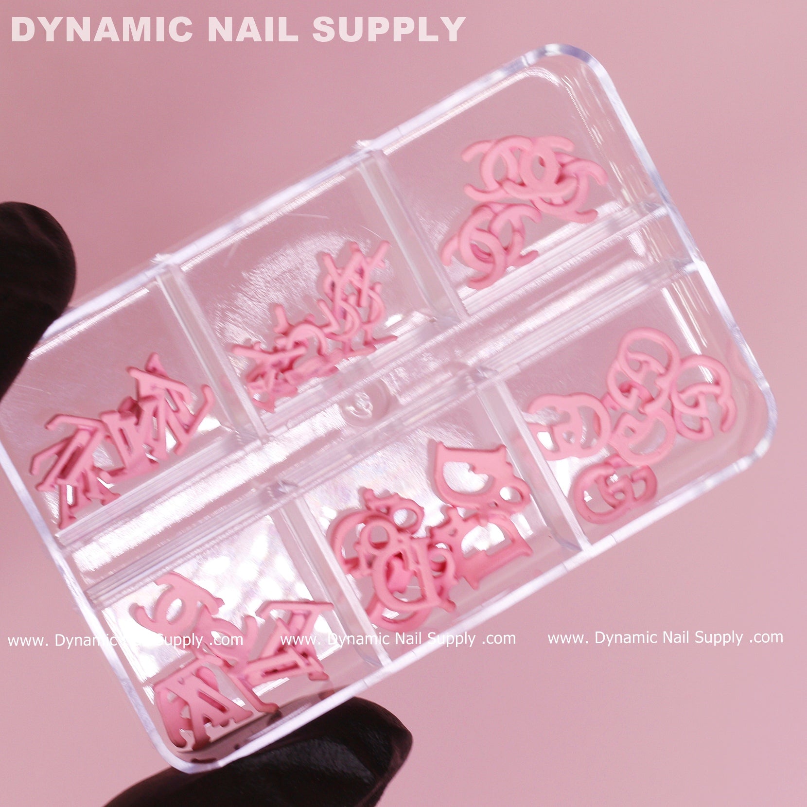 30 pcs Pink Multi-shapes Resin Brand Name Charms for Nails Art Design