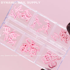 30 pcs Pink Multi-shapes Resin Brand Name Charms for Nails Art Design