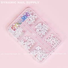 60 pcs Matte White Chrome Heart Charms (Antique Crosses) for Nails Art design