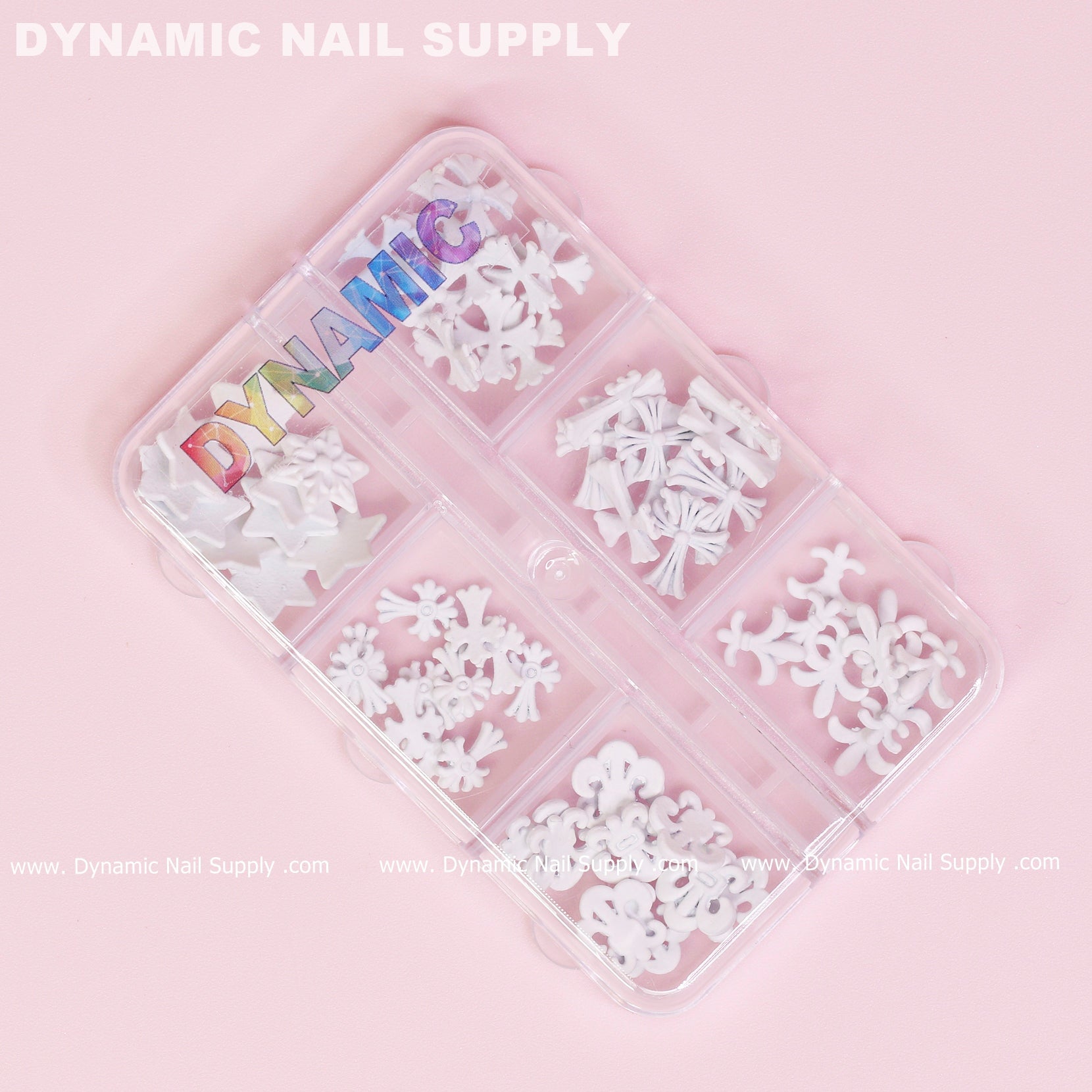 60 pcs Matte White Chrome Heart Charms (Antique Crosses) for Nails Art design
