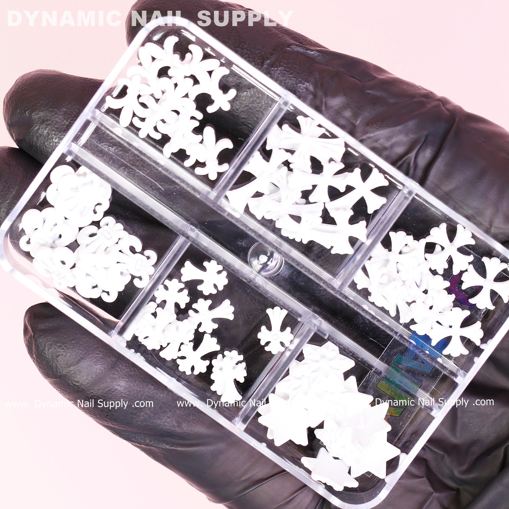 60 pcs Matte White Chrome Heart Charms (Antique Crosses) for Nails Art design