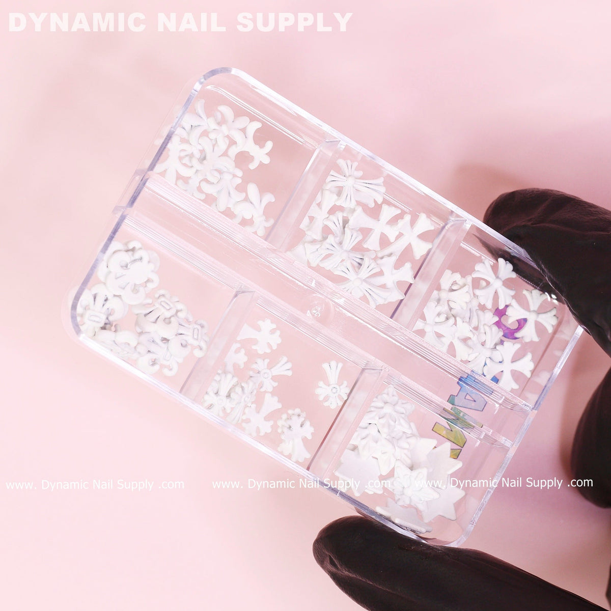 60 pcs Matte White Chrome Heart Charms (Antique Crosses) for Nails Art design