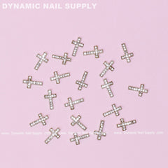 20 pcs Gold Crosses Charm (with rhinestones engraved) for Nails Art Design