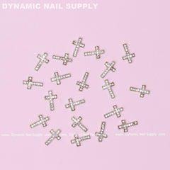 20 pcs Gold Crosses Charm (with rhinestones engraved) for Nails Art Design