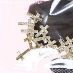 20 pcs Gold Crosses Charm (with rhinestones engraved) for Nails Art Design
