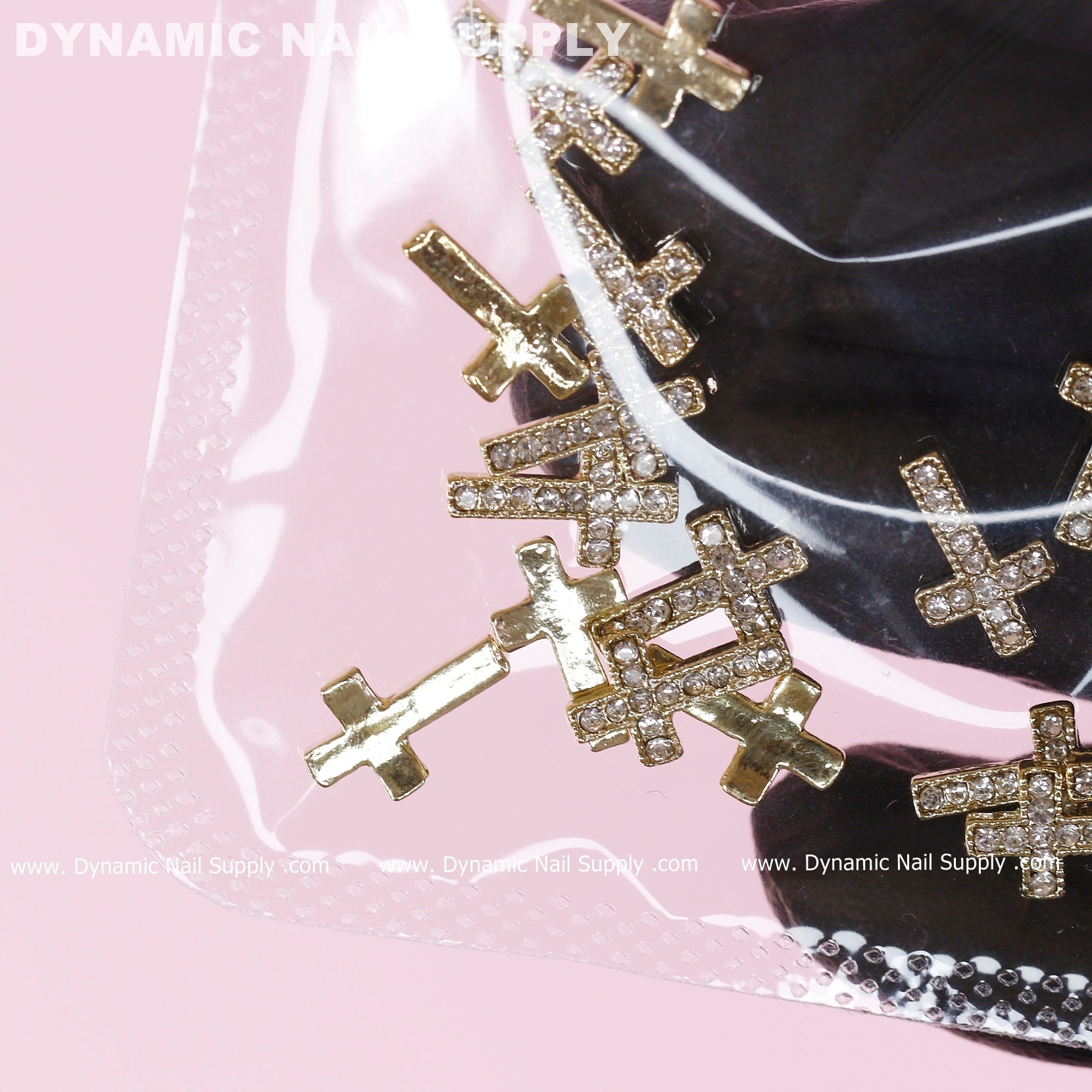 20 pcs Gold Crosses Charm (with rhinestones engraved) for Nails Art Design