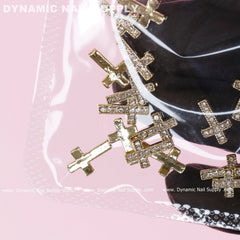 20 pcs Gold Crosses Charm (with rhinestones engraved) for Nails Art Design