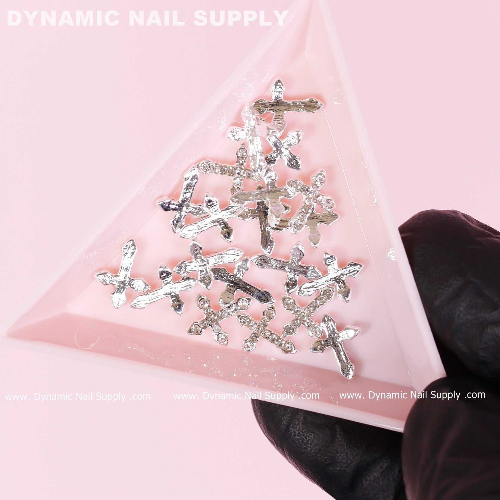 20 pcs Platinum Silver Crosses Charm (small with rhinestones) for Nails Art Design