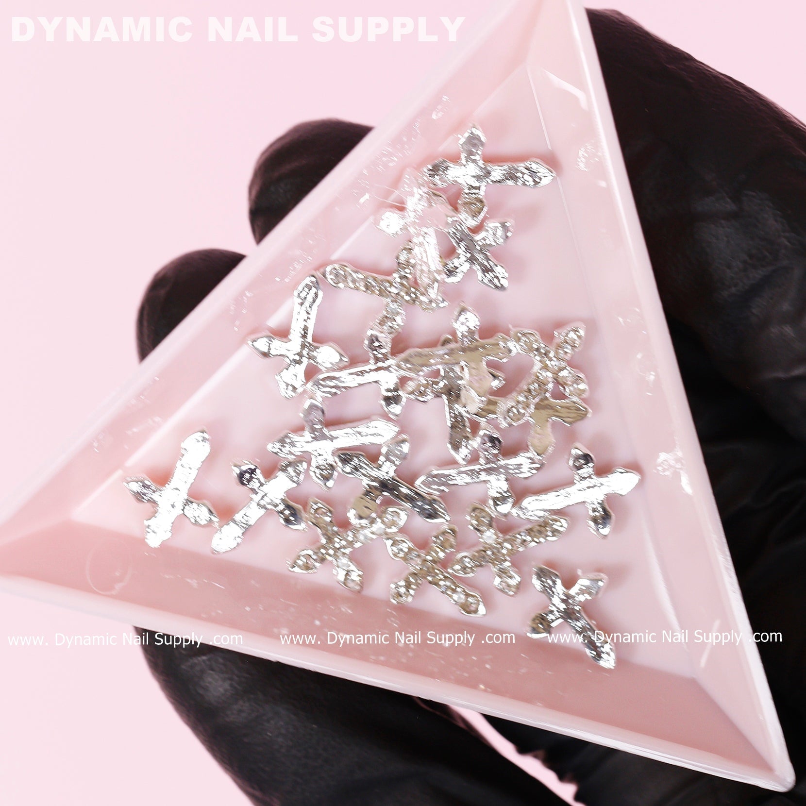 20 pcs Platinum Silver Crosses Charm (small with rhinestones) for Nails Art Design