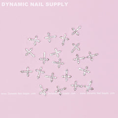 20 pcs Platinum Silver Crosses Charm (small with rhinestones) for Nails Art Design