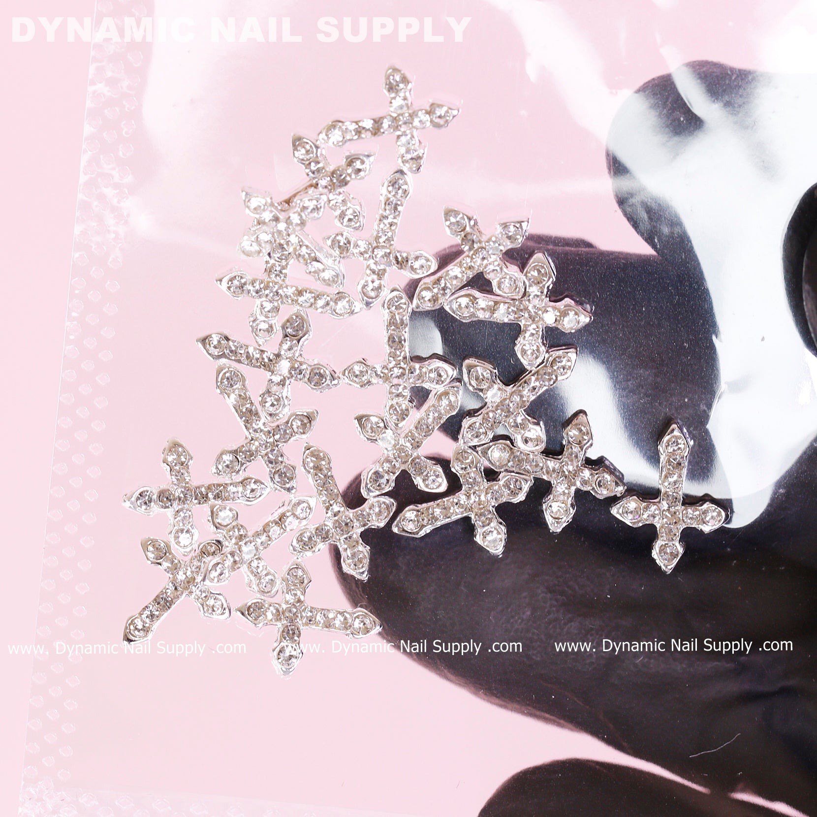 20 pcs Platinum Silver Crosses Charm (small with rhinestones) for Nails Art Design