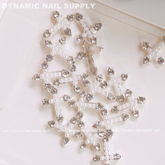 20 pcs Silver Crosses (with white Pearls engraved) for Nails Art Design