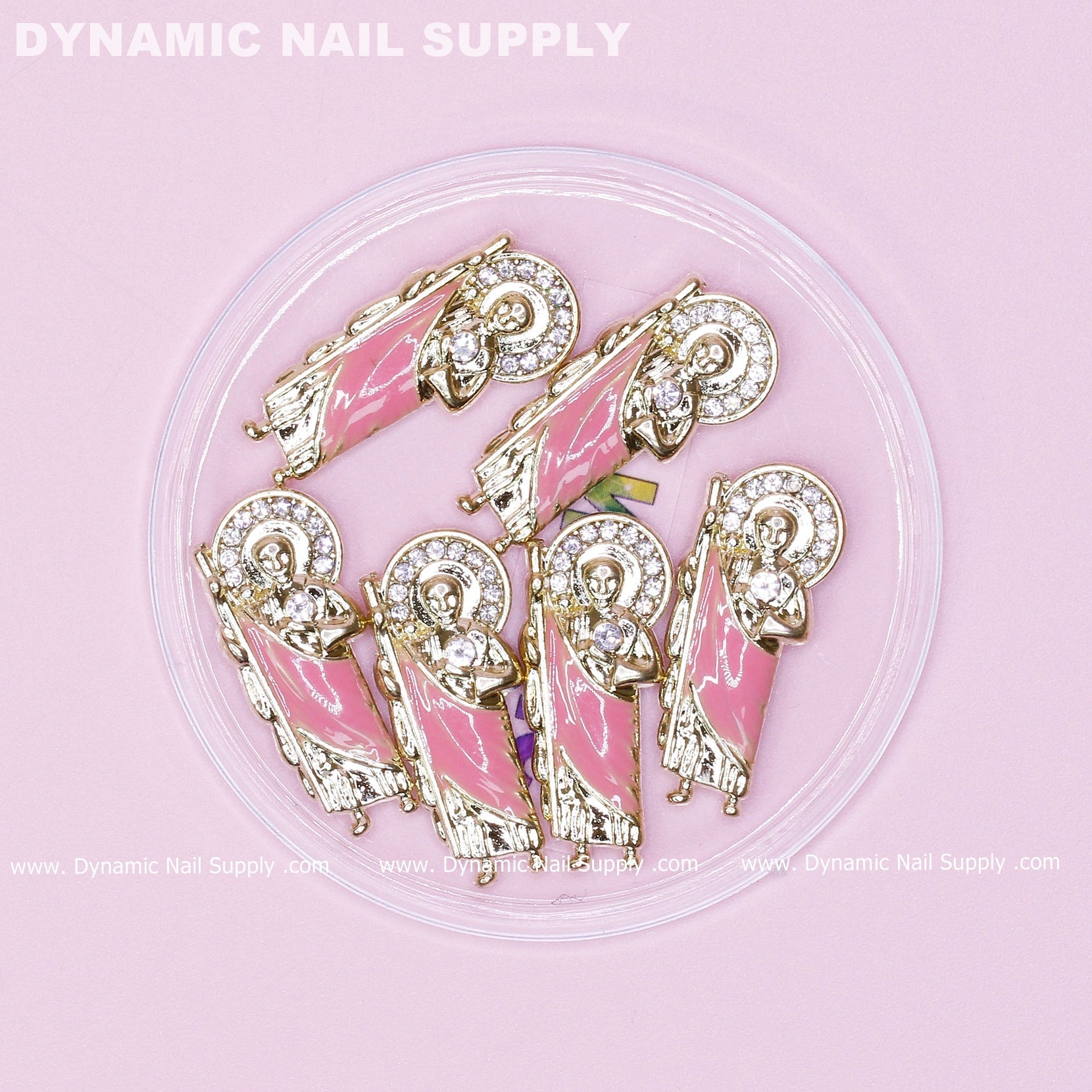 6 pcs San Judas Charms (Pink accent) for Nail Art Designer
