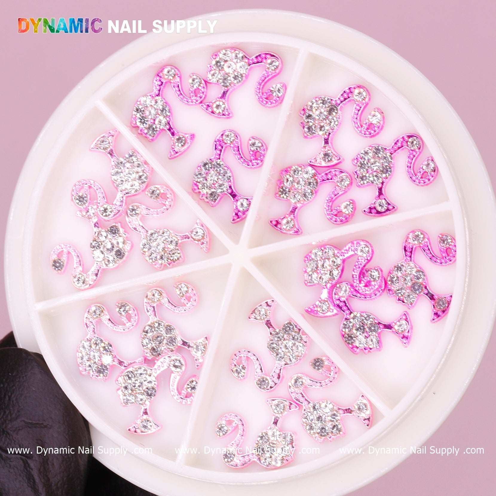 12 pcs of Barbie Girl head nail charms for Nails Designer (Light pink and Hot pink)