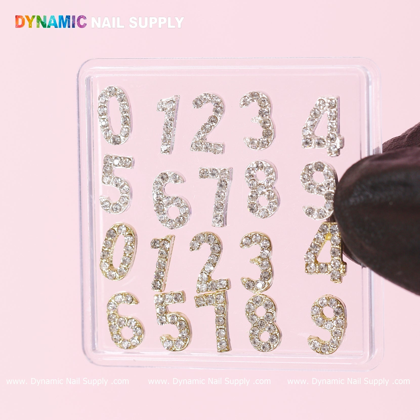 20 pcs Gold and Silver 3D Number Charm with Rhinestone (0 to 9)