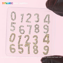 20 pcs Gold and Silver 3D Number Charm with Rhinestone (0 to 9)
