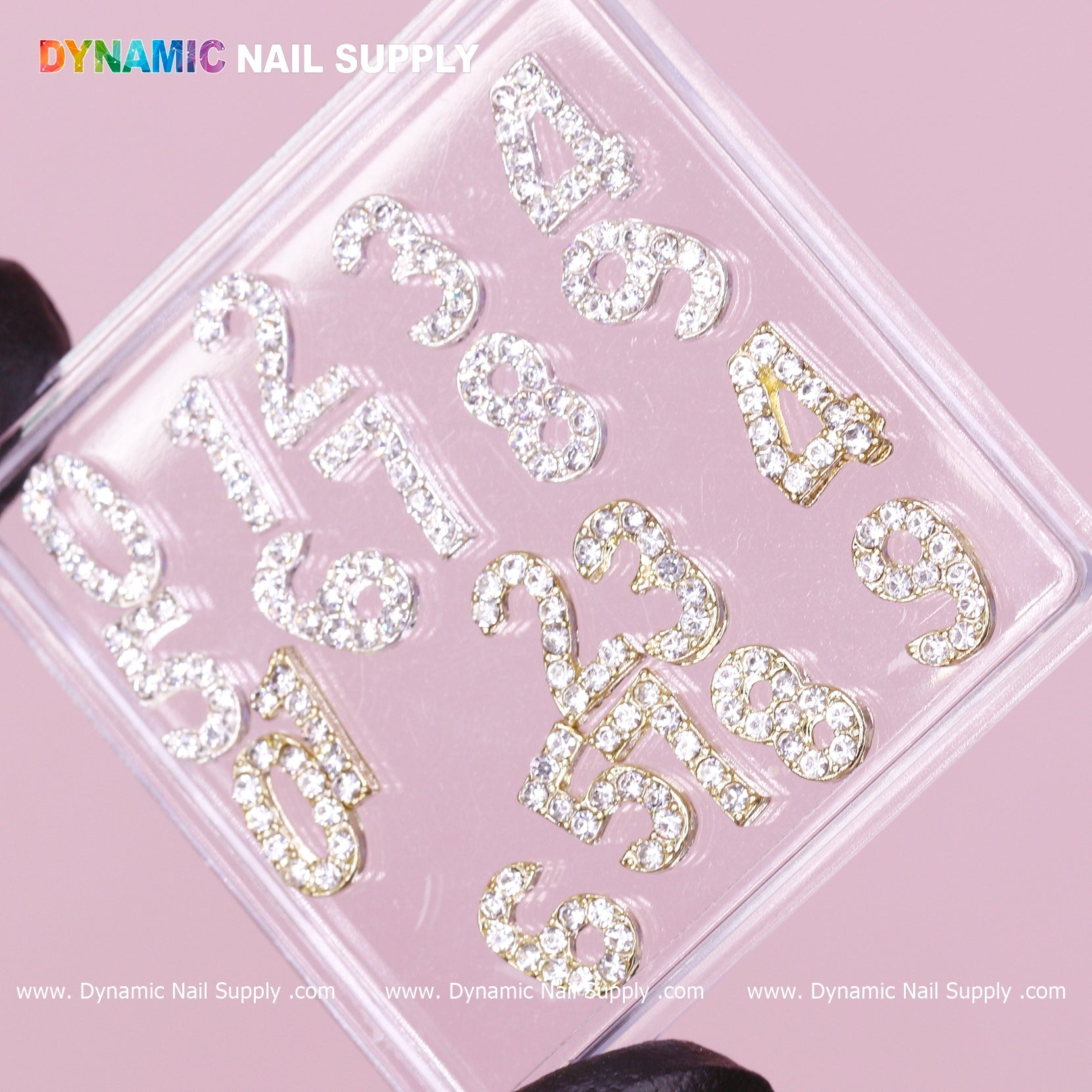 20 pcs Gold and Silver 3D Number Charm with Rhinestone (0 to 9)