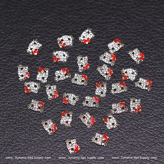 (Red) 30 pcs Metal Hell0 Kitty Design Nail Charms  (zircon alloy charm)
