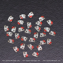 (Red) 30 pcs Metal Hell0 Kitty Design Nail Charms  (zircon alloy charm)