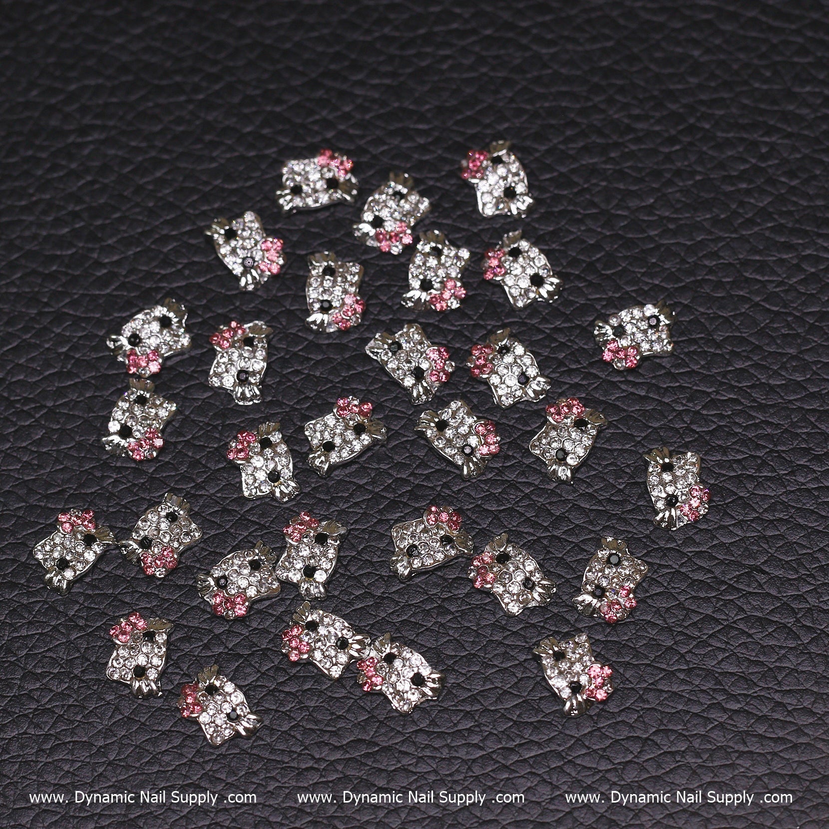 (Light Pink) 30 pcs Metal Hell0 Kitty Design Nail Charms  (zircon alloy charm)