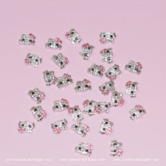 (Light Pink) 30 pcs Metal Hell0 Kitty Design Nail Charms  (zircon alloy charm)