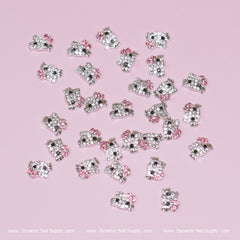 (Light Pink) 30 pcs Metal Hell0 Kitty Design Nail Charms  (zircon alloy charm)