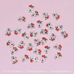 (Red) 30 pcs Metal Hell0 Kitty Design Nail Charms  (zircon alloy charm)