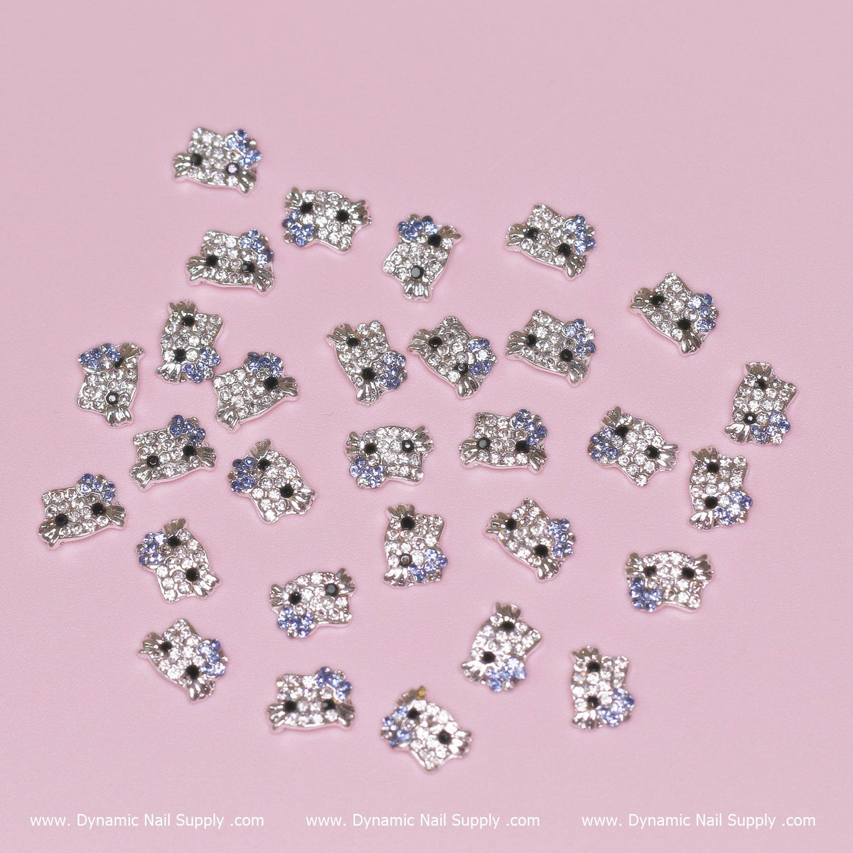 (Light Blue) 30 pcs Metal Hell0 Kitty Design Nail Charms  (zircon alloy charm)