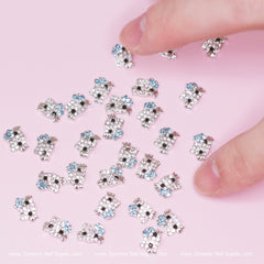 (Light Cyan) 30 pcs Metal Hell0 Kitty Design Nail Charms  (zircon alloy charm)