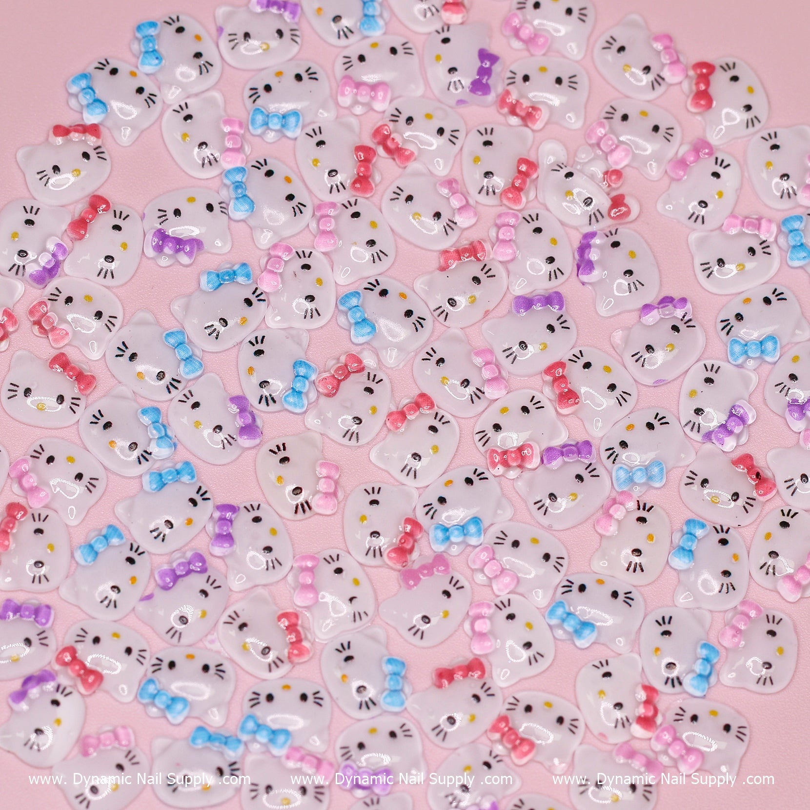 (Mixed Colors) 100 pcs Cute Resin Hell0 Kitty Design Nail Charms