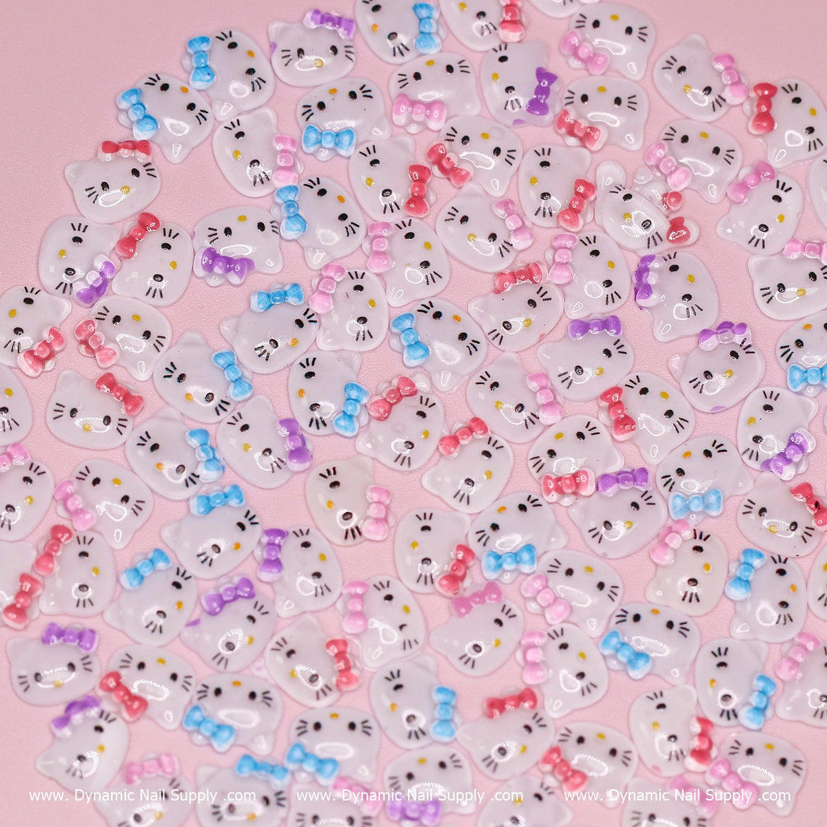 (Mixed Colors) 100 pcs Cute Resin Hell0 Kitty Design Nail Charms