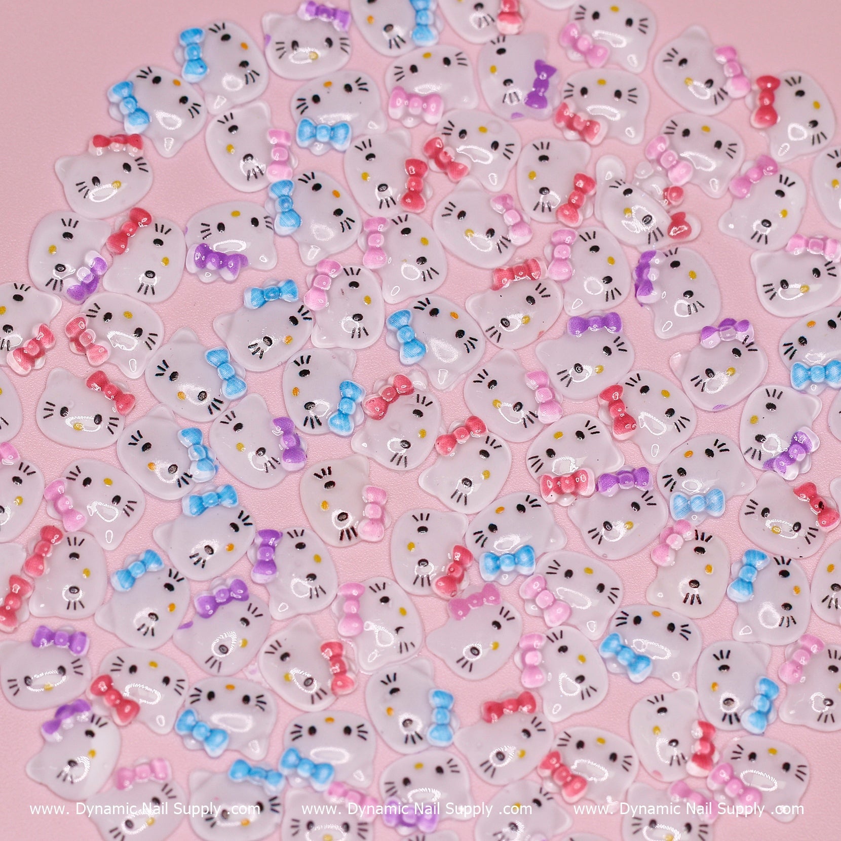(Mixed Colors) 100 pcs Cute Resin Hell0 Kitty Design Nail Charms