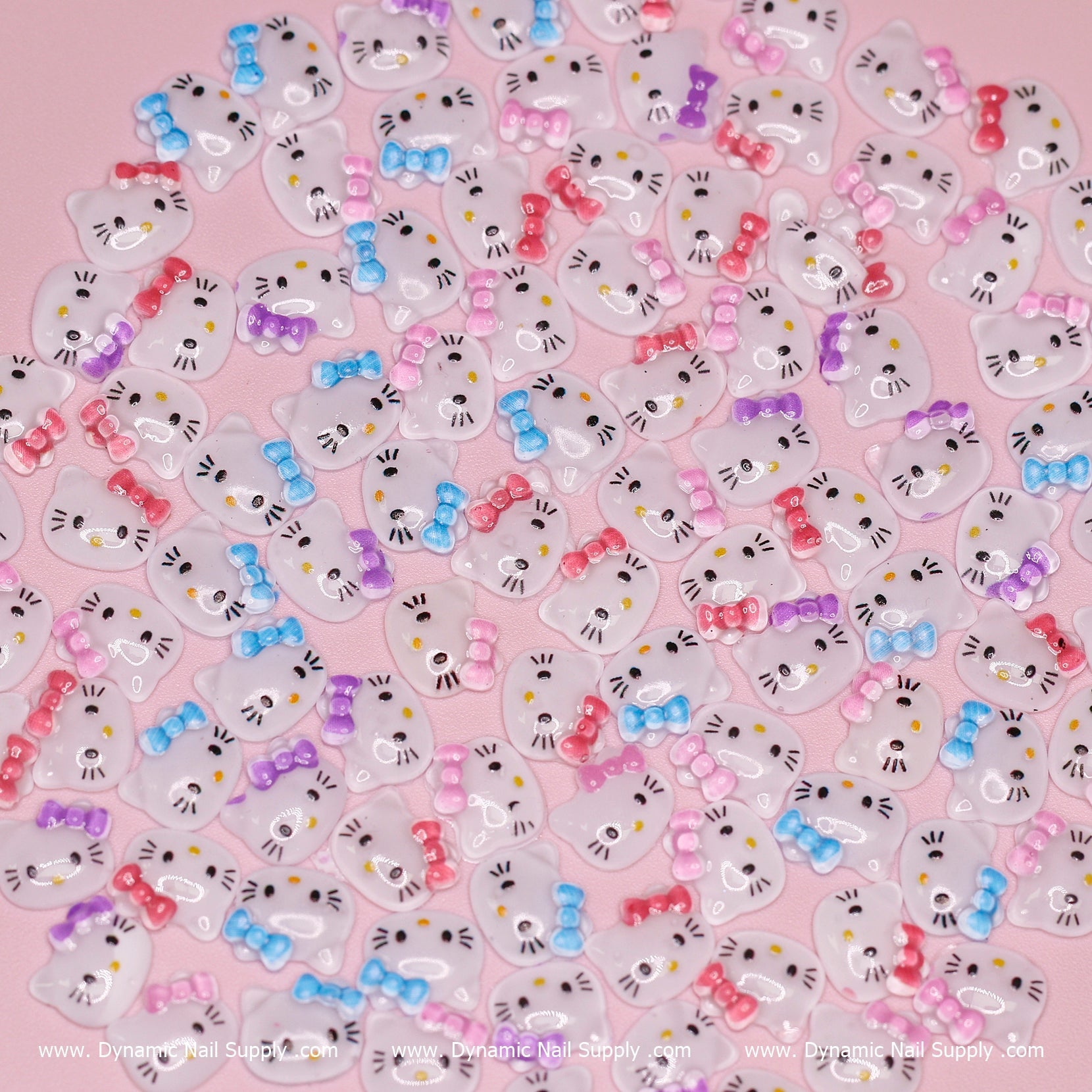 (Mixed Colors) 100 pcs Cute Resin Hell0 Kitty Design Nail Charms