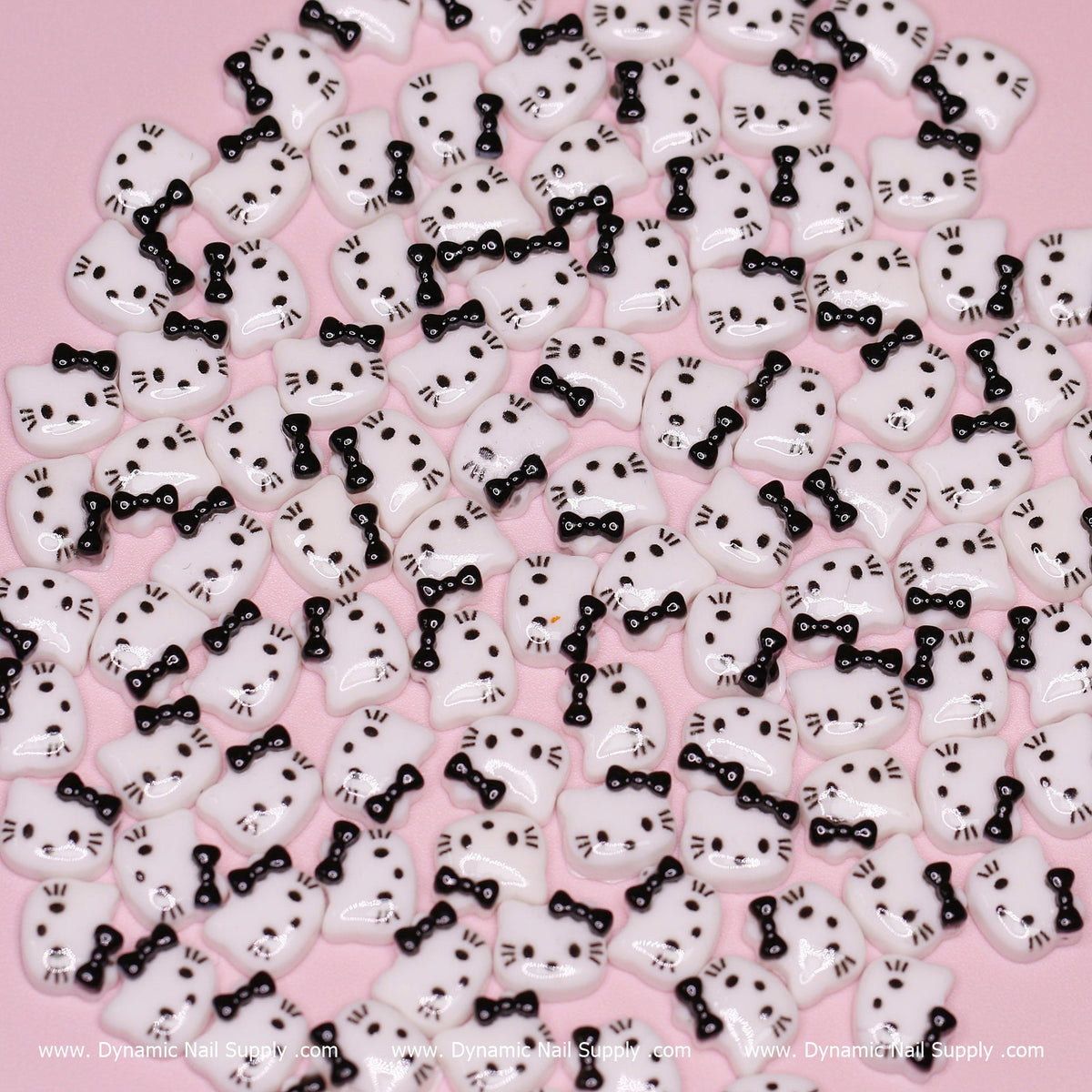 (Black) 100 pcs Cute Resin Hell0 Kitty Design Nail Charms