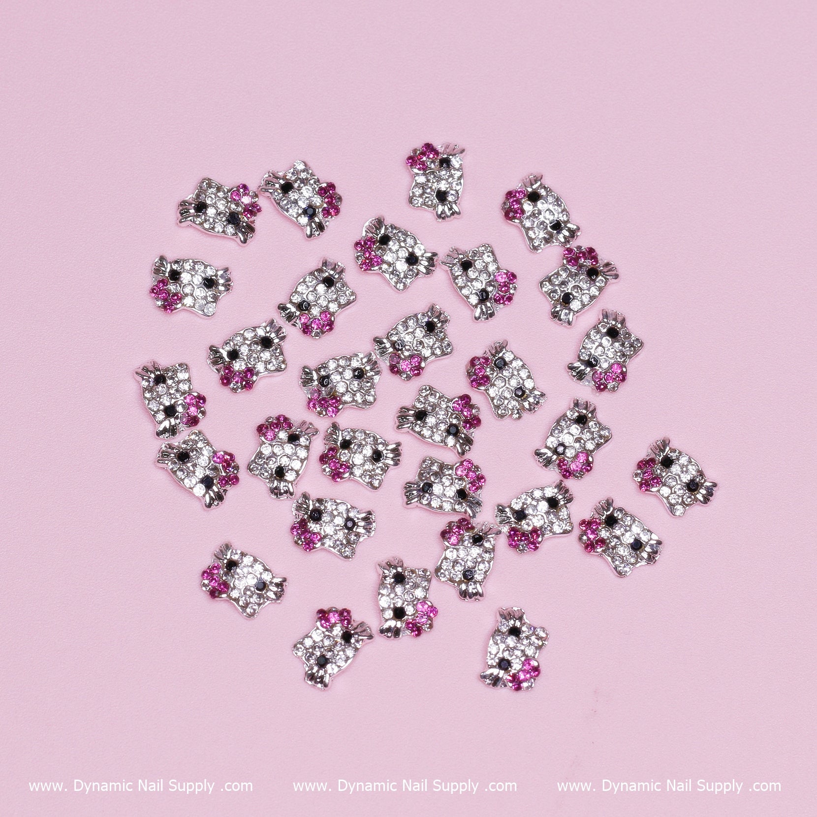 (Magenta) 30 pcs Metal Hell0 Kitty Design Nail Charms  (zircon alloy charm)