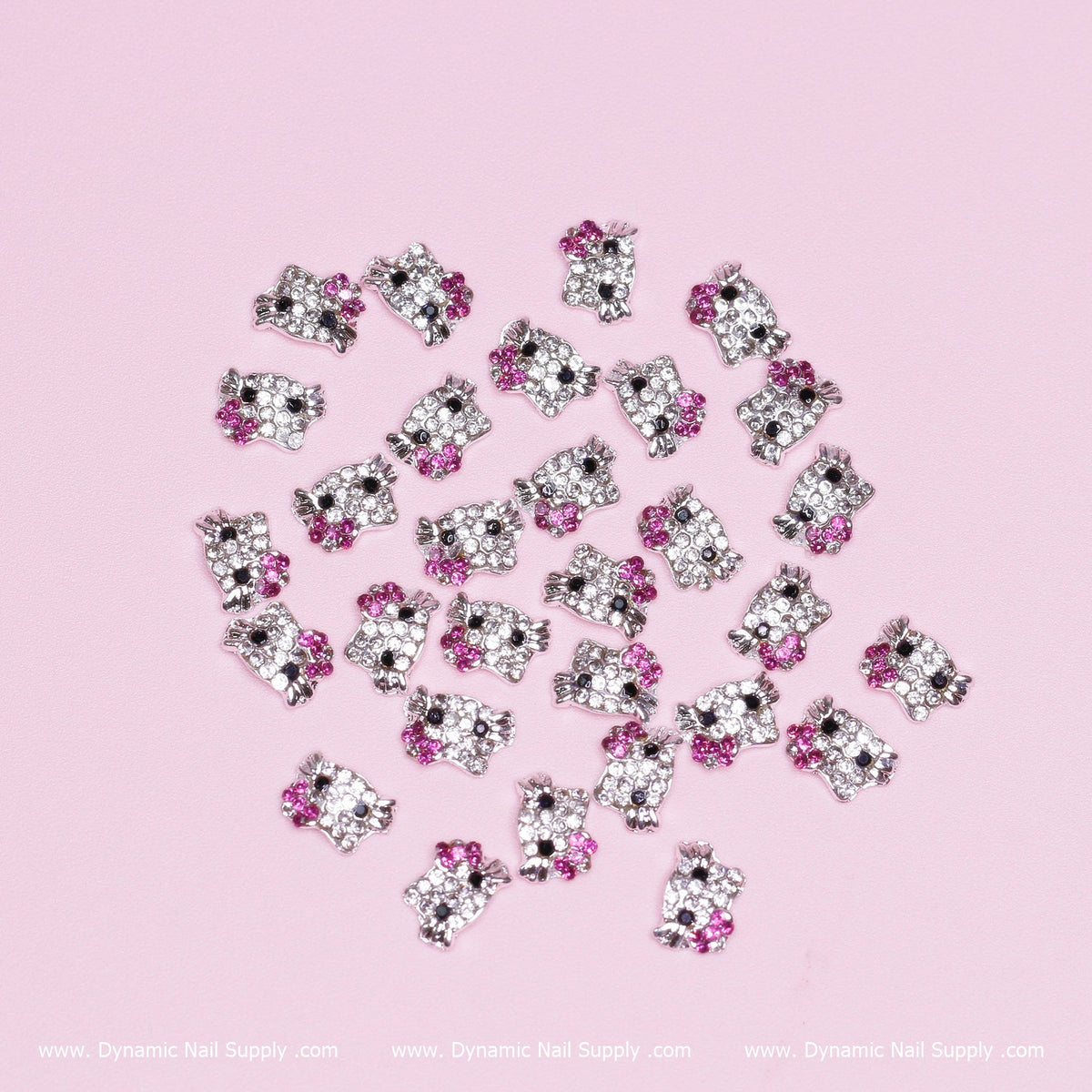 (Magenta) 30 pcs Metal Hell0 Kitty Design Nail Charms  (zircon alloy charm)