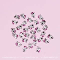 (Magenta) 30 pcs Metal Hell0 Kitty Design Nail Charms  (zircon alloy charm)