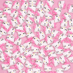 (Pink) 100 pcs Cute Resin Hell0 Kitty Design Nail Charms