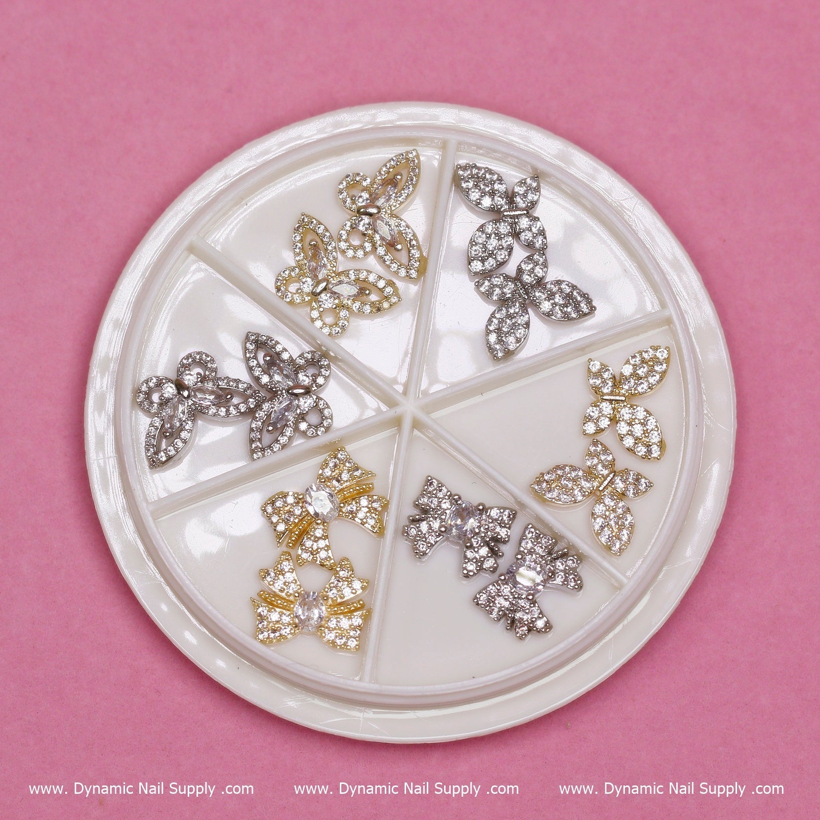 (Gold) 12 pcs Unique Butterfly Rhinestone Charm for Nails Art Designer
