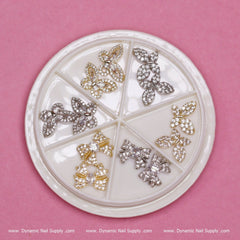 (Gold) 12 pcs Unique Butterfly Rhinestone Charm for Nails Art Designer
